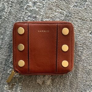 Hammitt Manzanita  Wallet with Brushed Gold, Red Zipper